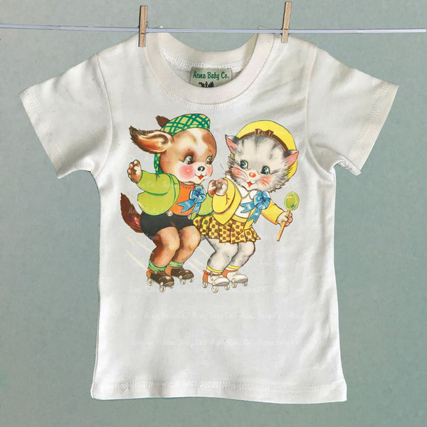 Roller Skating Kitty and Puppy Children's Shirt
