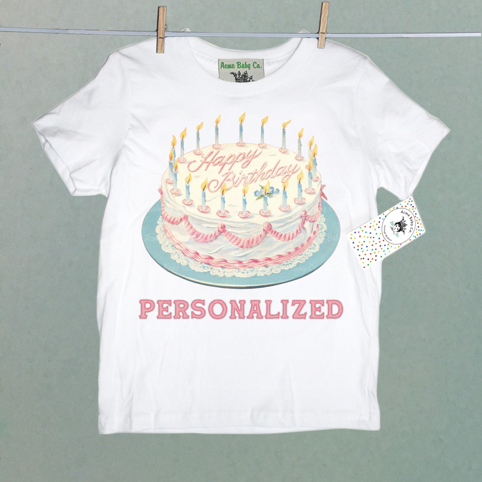 Happy Birthday Cake Personalized Organic Children's Shirt