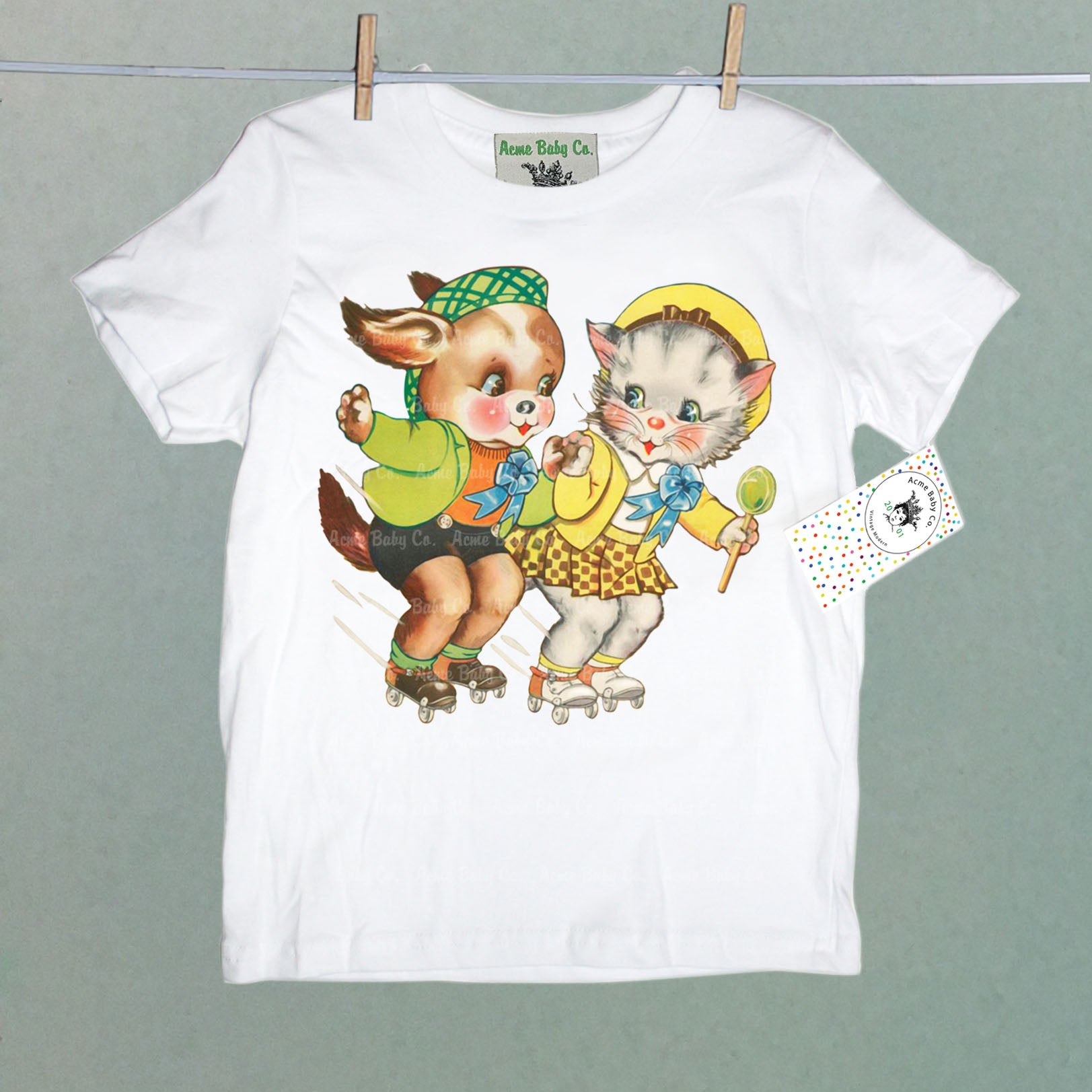 Roller Skating Kitty and Puppy Children's Shirt