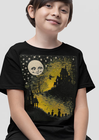 Haunted House and Moon Youth Short Sleeve T-Shirt