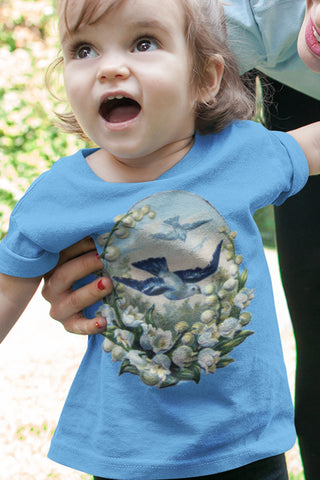 Blue Birds & Lily of the Valley Baby Short Sleeve Tee