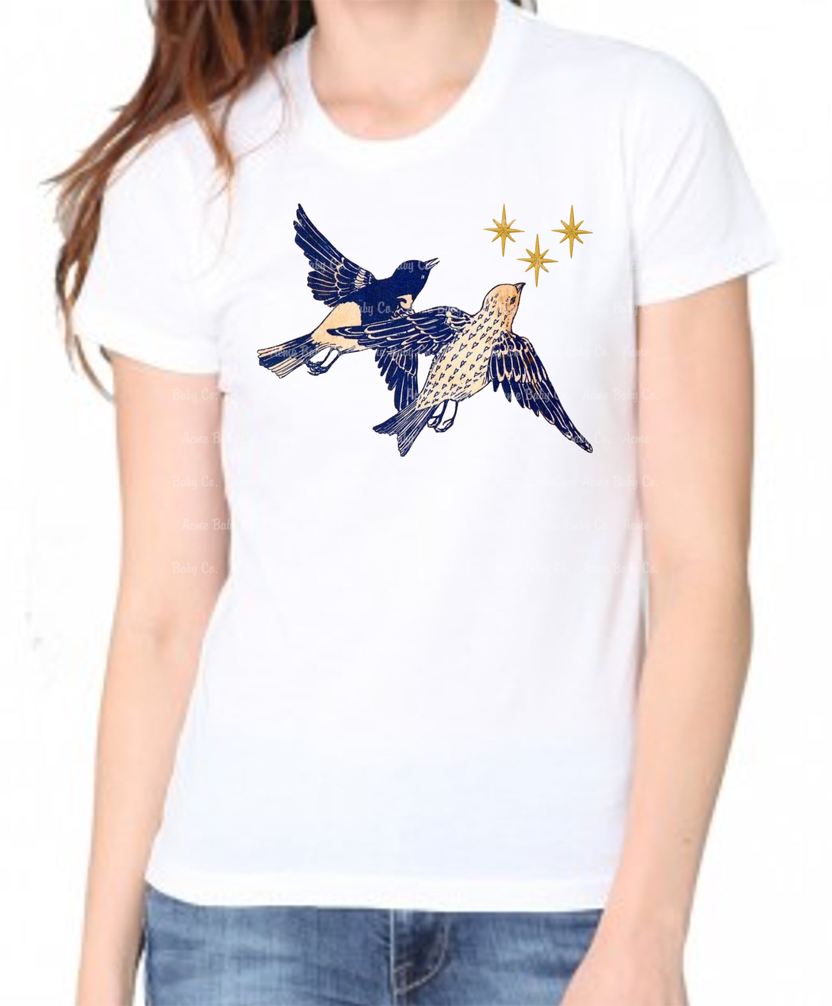 Bluebirds and Stars Adult Organic Shirt