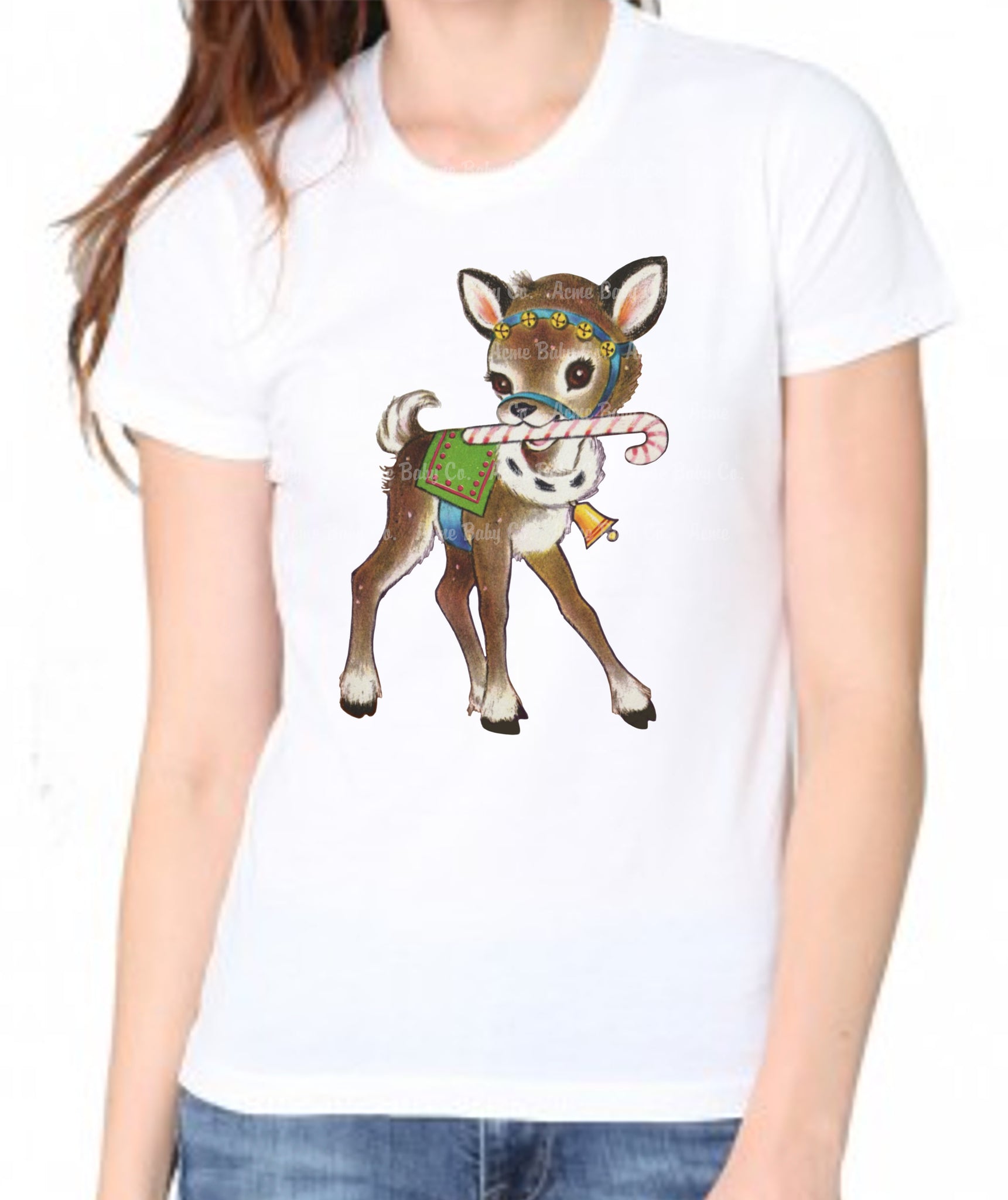 Sweet Christmas Deer Adult Organic Shirt