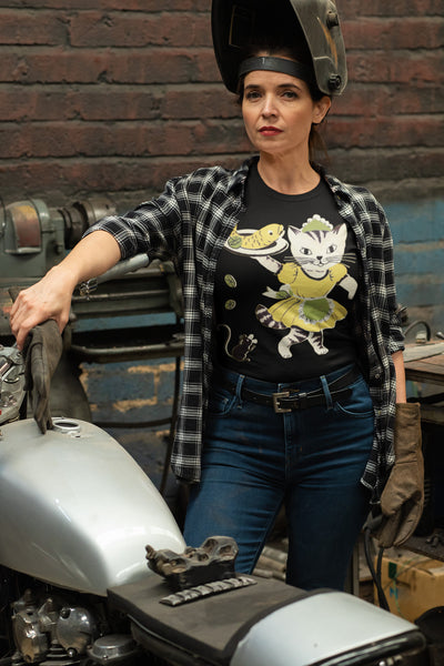 Cat Waitress Women’s Organic T-Shirt - yellow