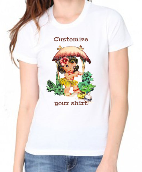 Personalized Tiki Hula Girl Adult Organic Shirt