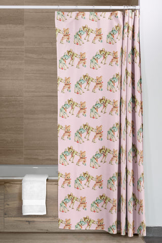 Pastel Frolicking Deer Shower Curtain