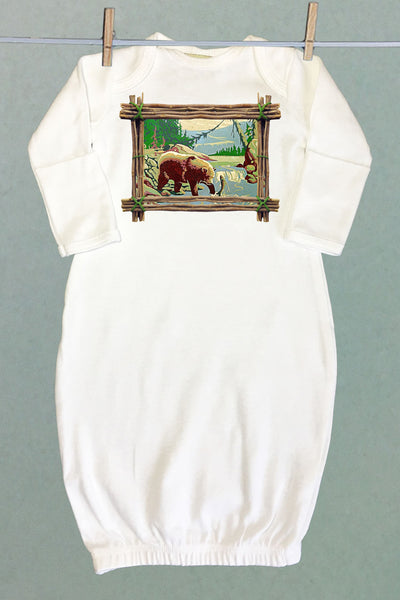 Rustic Bear Baby Sacque Gown