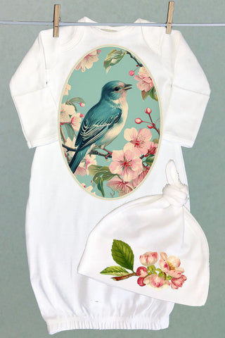 Bluebird Cherry Blossom Sacque Gown Set