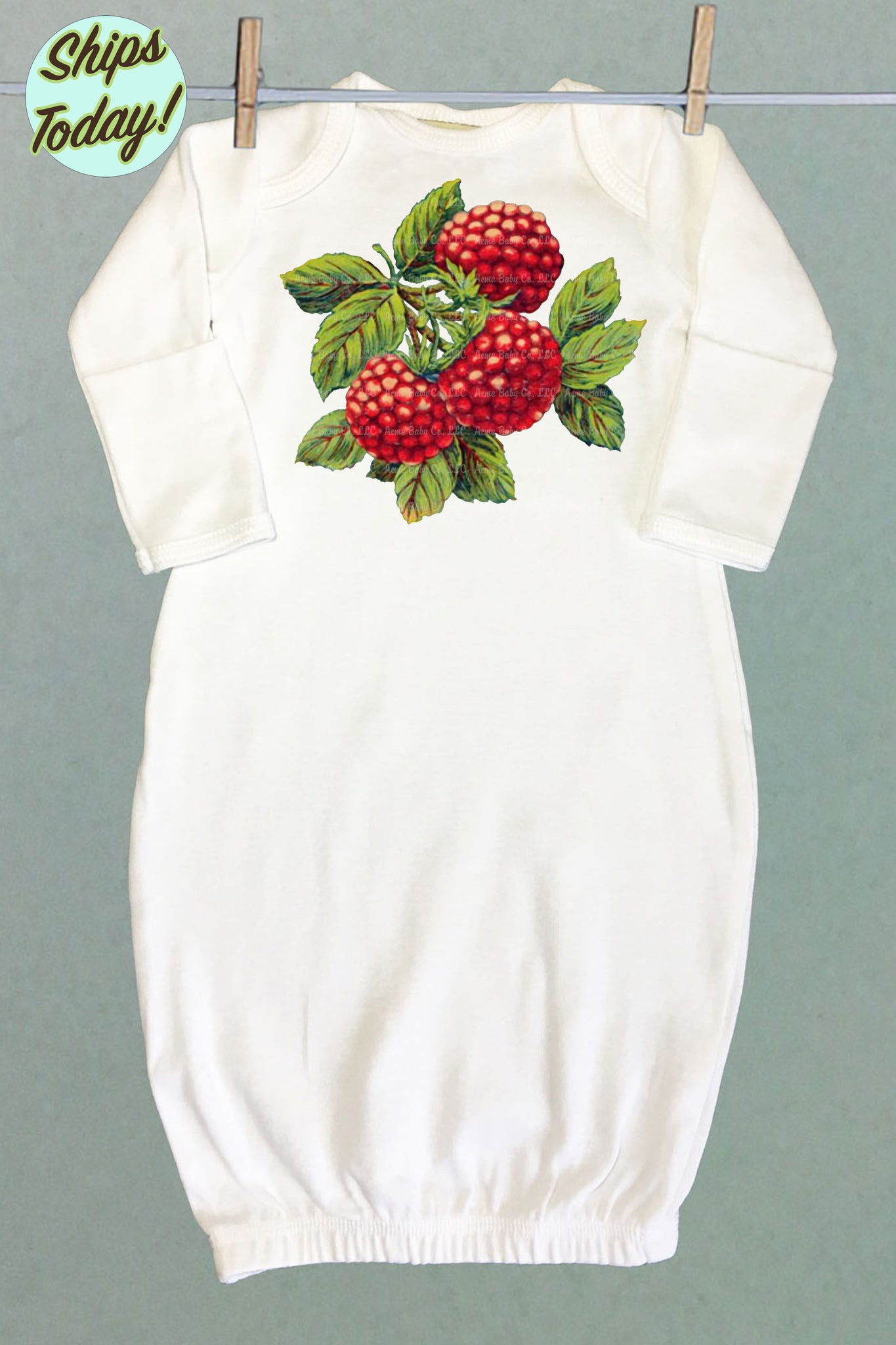 Fresh Raspberries Baby Sacque Gown