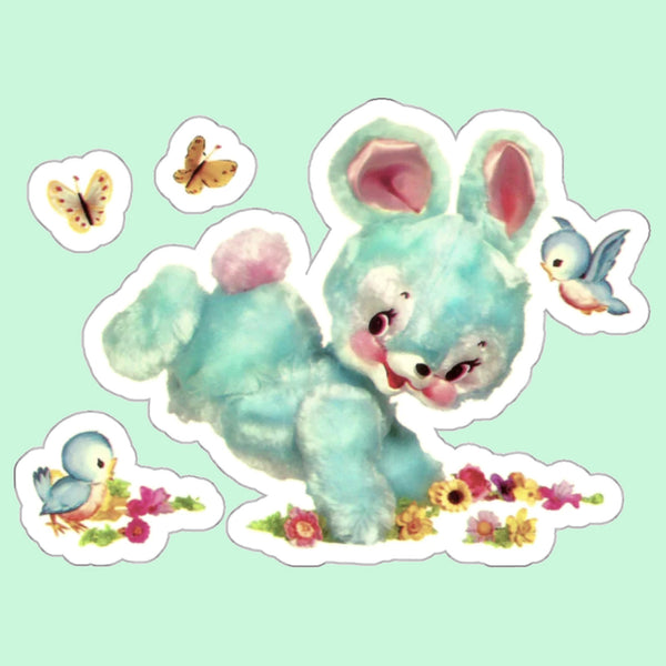 Blue Hoppity Bunny Die-Cut Sticker