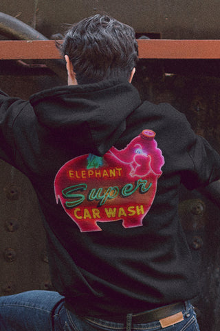 Super Pink Elephant Car Wash Unisex Hoodie