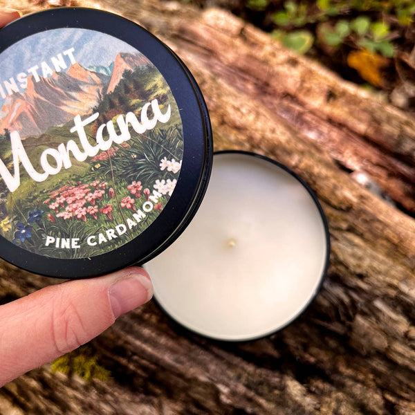 Instant Montana Scented Candle Tin - Pine Cardamom Scent