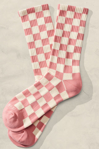 Checkerboard Socks - Blush & Cream