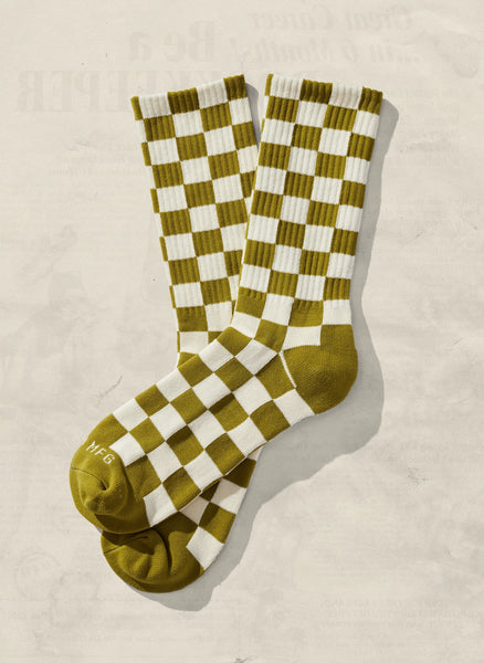 Checkerboard Socks - Cactus & Cream