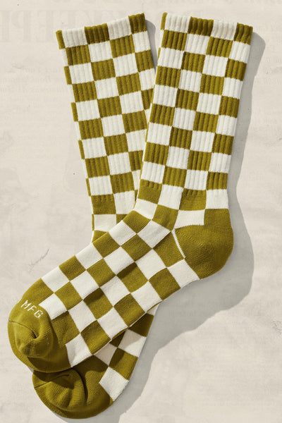 Checkerboard Socks - Cactus & Cream