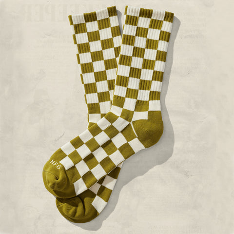 Checkerboard Socks - cactus