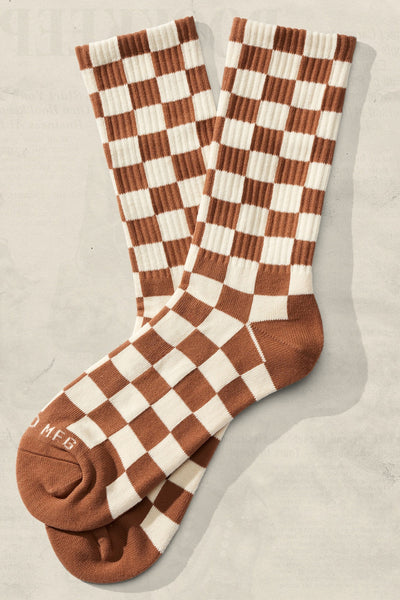 Checkerboard Socks - Dune & Cream