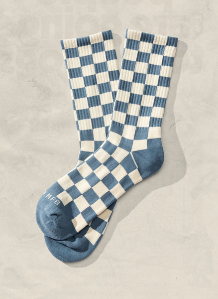 Checkerboard Socks - Slate & Cream