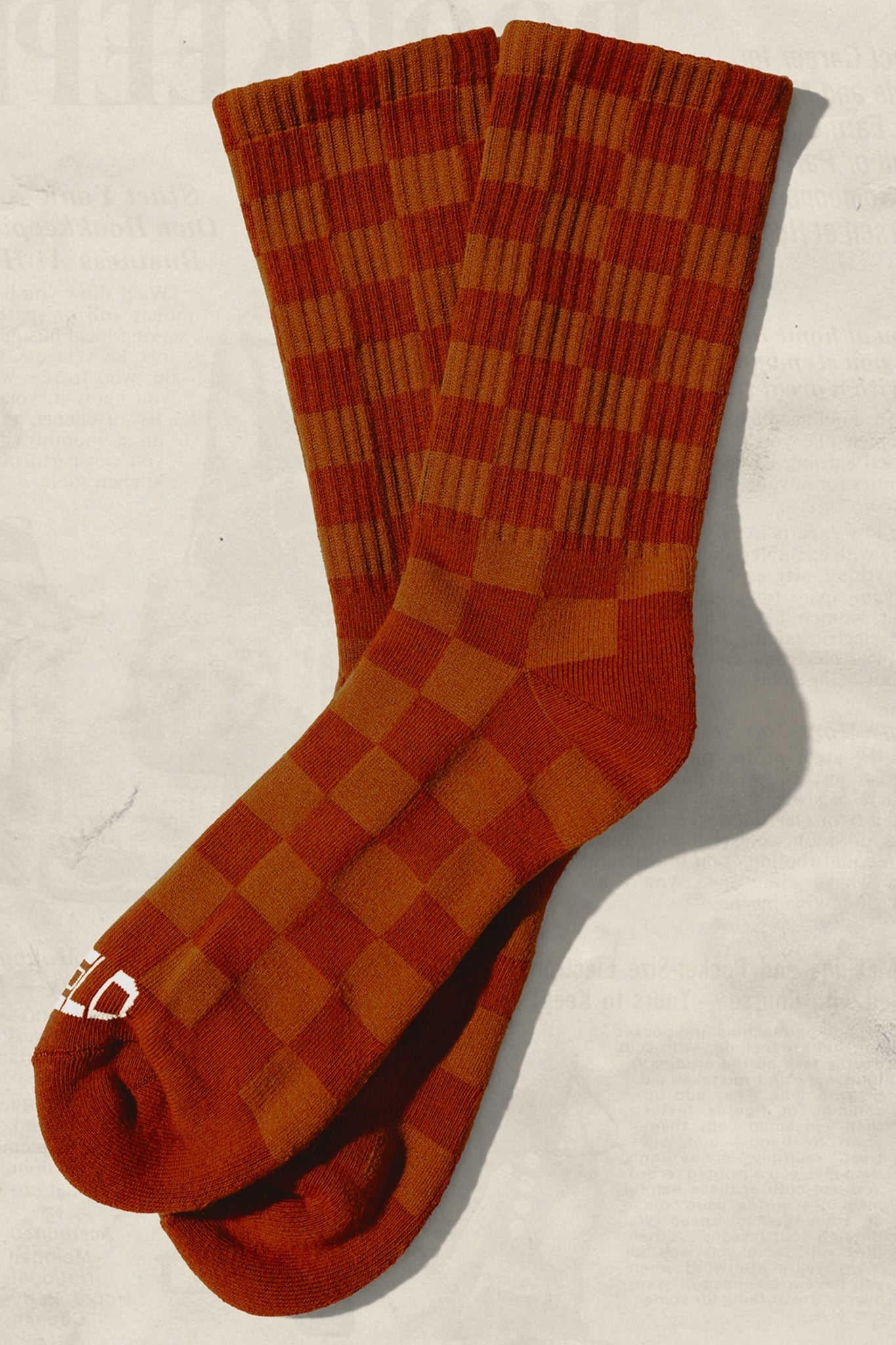 Tonal Checkered Socks - Rust