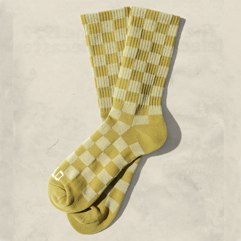 Retro Tonal Checkerboard Socks - cactus