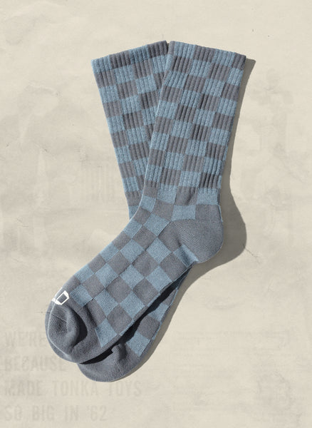 Retro Tonal Checkerboard Socks - rust
