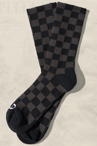 Tonal Checkered Socks - Black