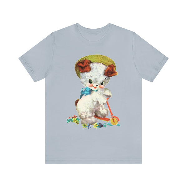 Kitschy Cute Scooter Puppy Unisex Tee