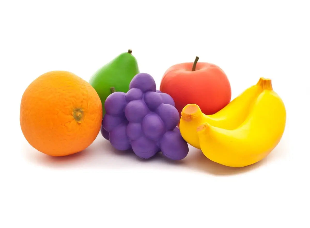 Fruit Set: Orange, Pear, Apple, Grapes, Banana