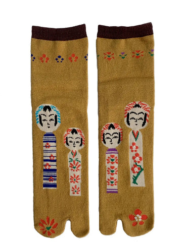 Kokeshi Doll Tabi Socks - Mustard