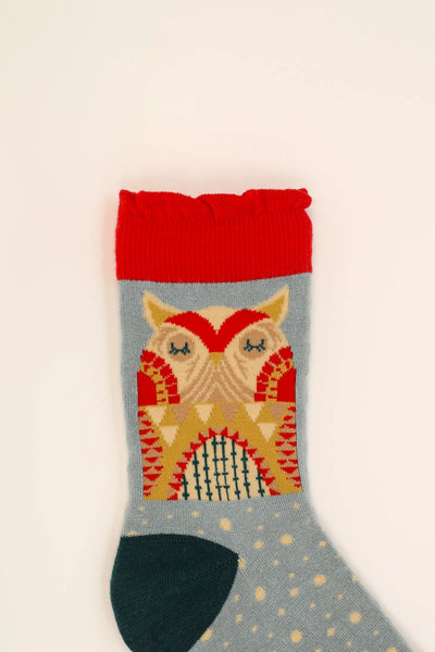 Owl by Moonlight Ankle Socks - Ice