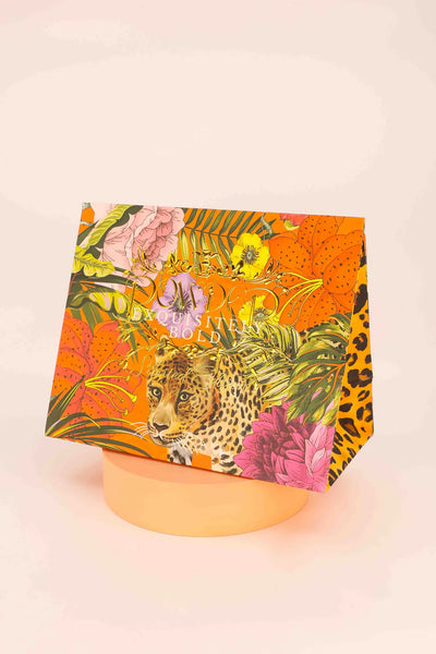 Printed Velvet Headband Leopard Coral/Teal