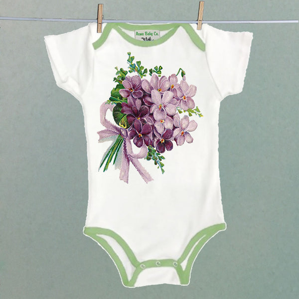 Violets One Piece Bodysuit with Contrasting Trim