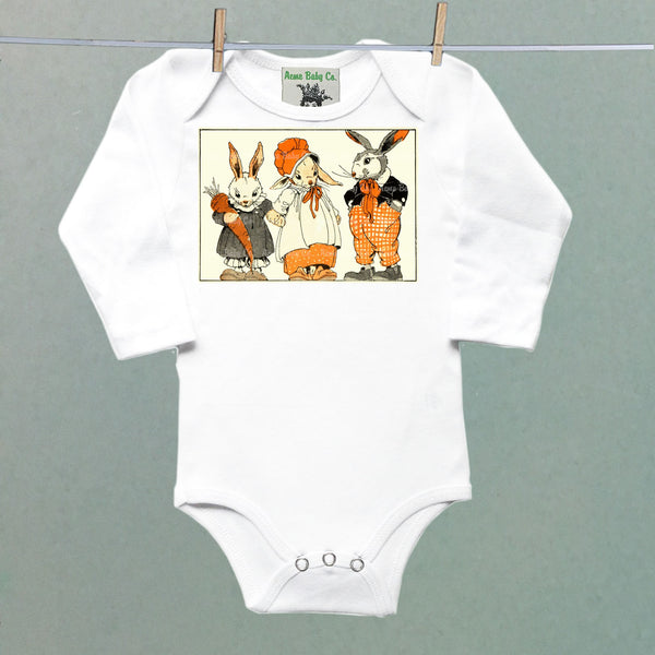 Three Bunnies One Piece Baby Bodysuit
