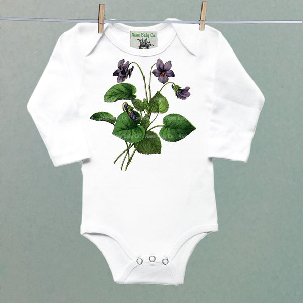 Violet Blossoms One Piece Baby Bodysuit