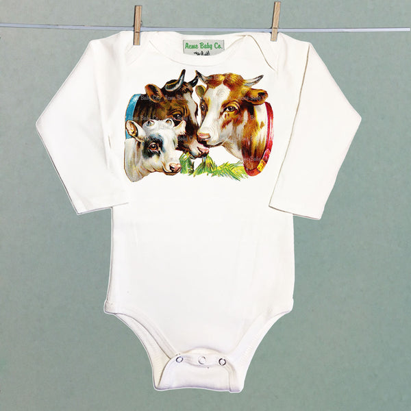 Cow Family One Piece Baby Bodysuit