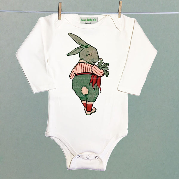 Bunny & Carrots Organic One Piece Baby Bodysuit