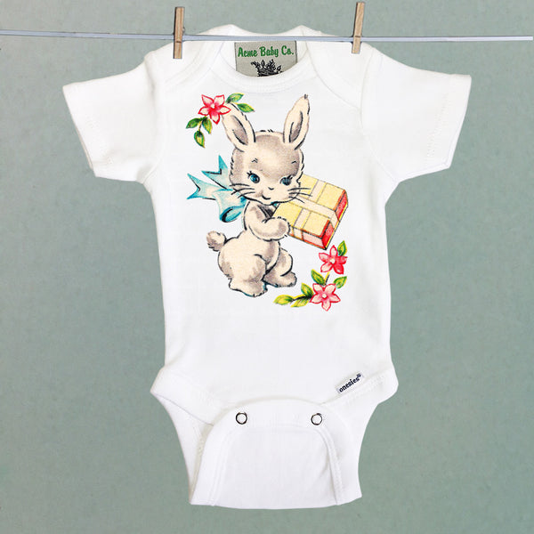Bunny with Gift One Piece Baby Bodysuit