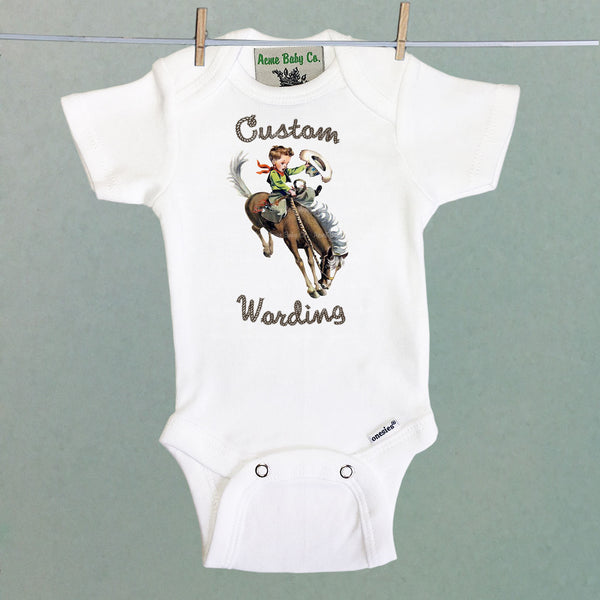 Custom Wording One Piece Baby Bodysuit with Buckaroo