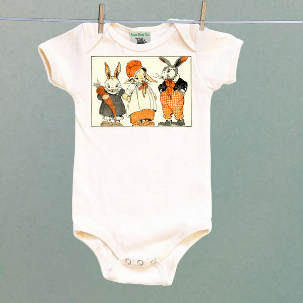 Three Bunnies One Piece Baby Bodysuit