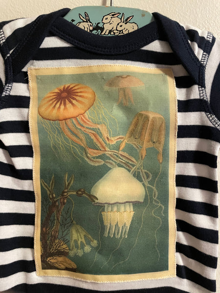 Jellyfish Sailor Stripe Baby Bodysuit