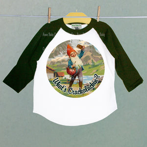 What's Crackalackin' Gnome Children's Raglan Baseball Shirt
