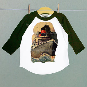 Vintage Steamer Ship Raglan Shirt
