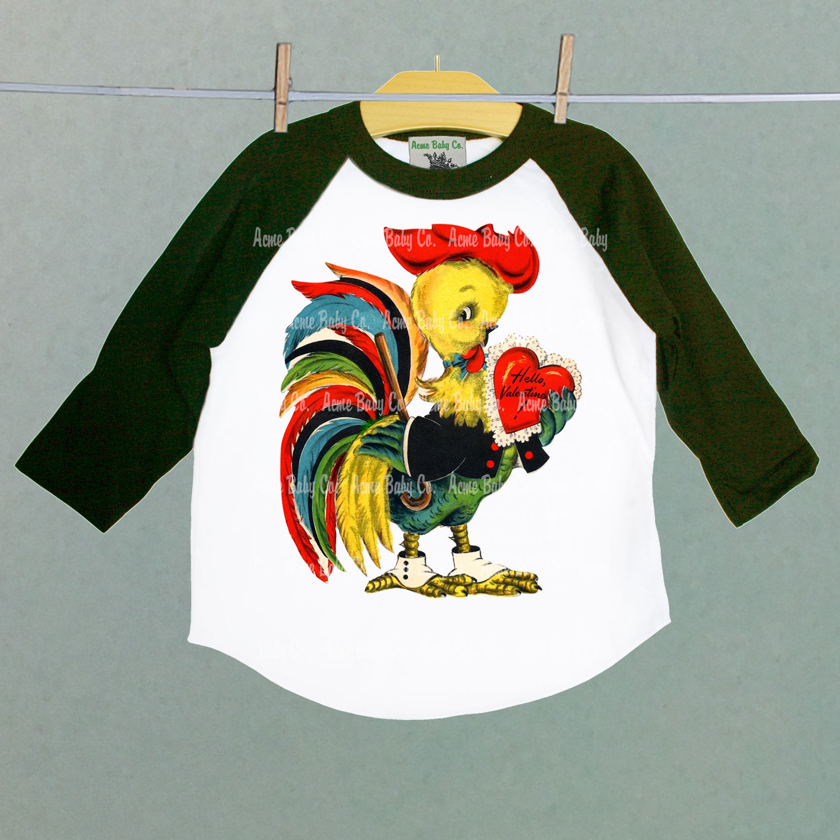 Rooster Valentine Raglan Shirt