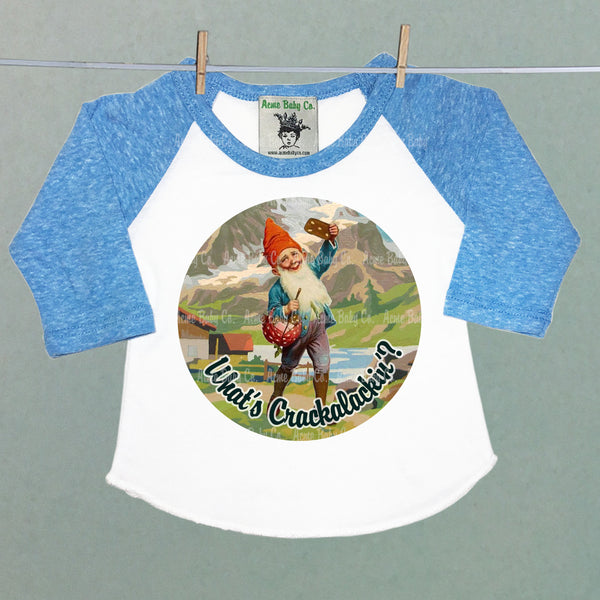 What's Crackalackin' Gnome Children's Raglan Baseball Shirt