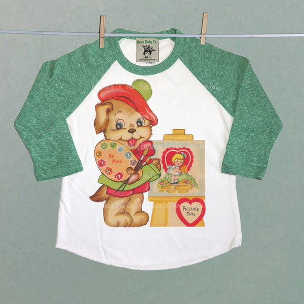 Puppy Dog Artist Valentine Raglan Shirt