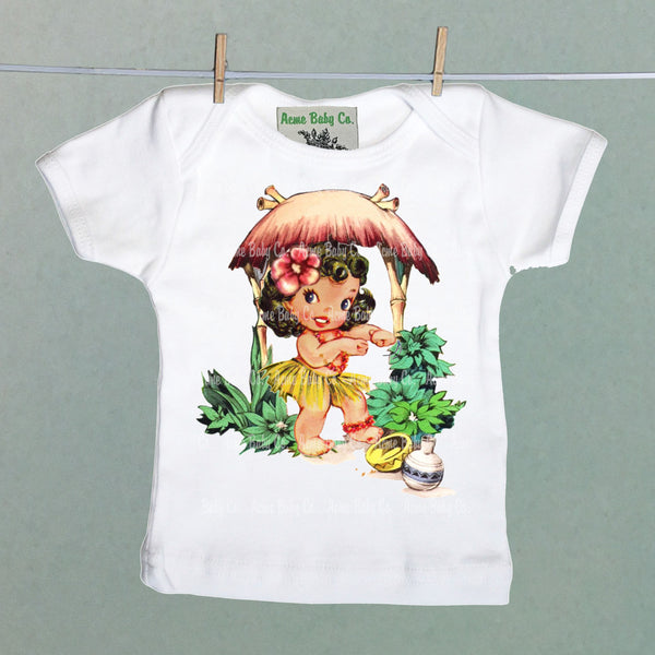 Tiki Hut Hula Girl Organic Baby Shirt