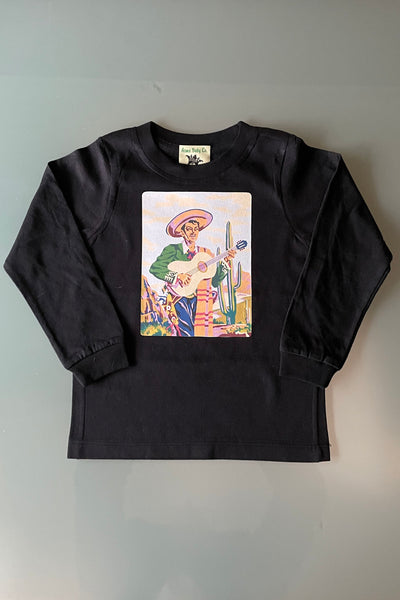 Mexican Mariachi Black Long Sleeve Organic Children's Shirt