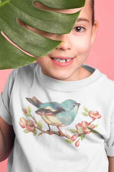 Bluebird on Cherry Branch Organic Children's Shirt