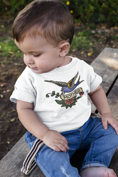Vintage Kid's Organic Shirt with Mother Tattoo