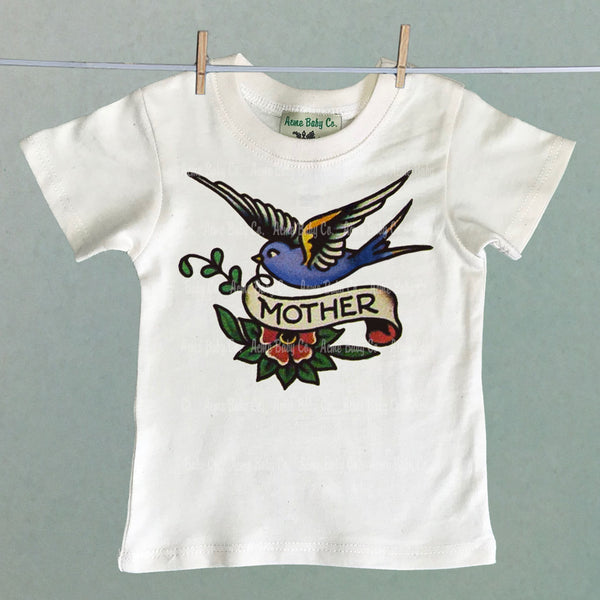 Vintage Kid's Organic Shirt with Mother Tattoo